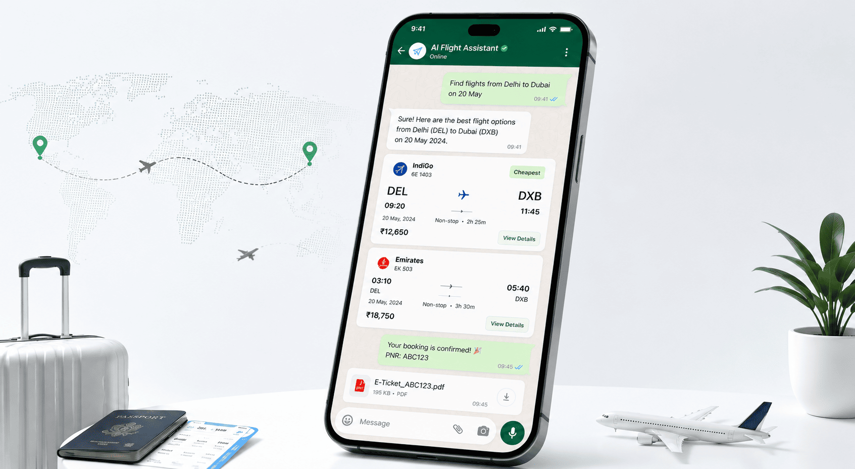 WhatsApp-vluchtboekingsengine WhatsApp Flight Booking Engine